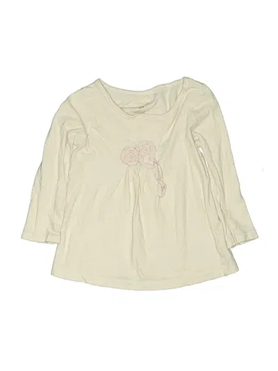 Pre-owned Crewcuts Kids' 3/4 Sleeve Top Ivory Keyhole Neckline Tops