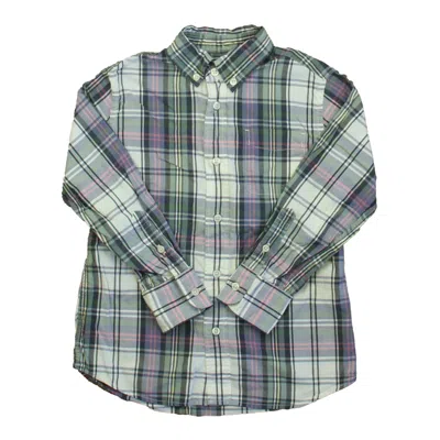 Crewcuts Kids' Boys Green Blue Plaid Button Down Long Sleeve