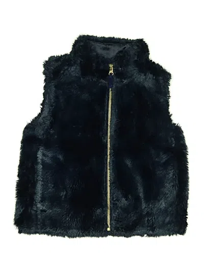 Pre-owned Crewcuts Kids' Faux Fur Vest In Blue