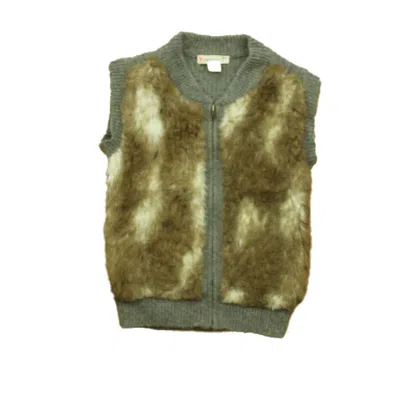 Pre-owned Crewcuts Kids' Girls Beige Gray Vest