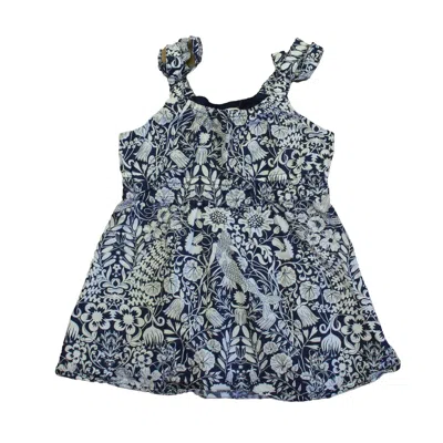 Crewcuts Kids' Girls Navy White Dress In Blue