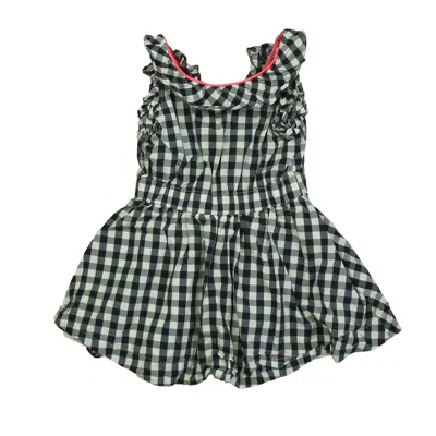 Pre-owned Crewcuts Kids' Girls Navy White Dress In Blue