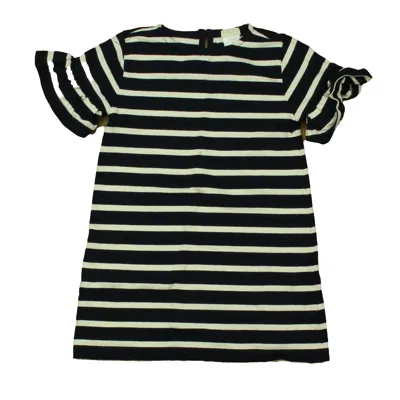 Pre-owned Crewcuts Kids' Girls Navy White Stripe Dress In Multi