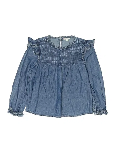 Pre-owned Crewcuts Kids' Long Sleeve Blouse In Blue