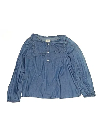 Pre-owned Crewcuts Kids' Long Sleeve Blouse In Blue