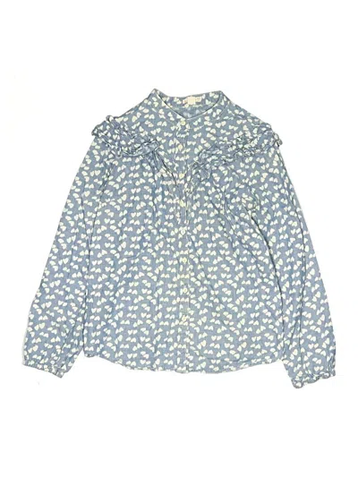 Pre-owned Crewcuts Kids' Long Sleeve Blouse In Blue