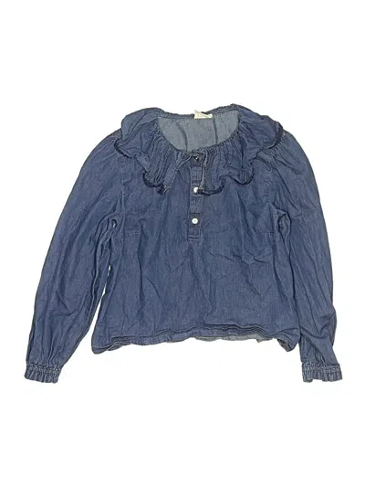 Pre-owned Crewcuts Kids' Long Sleeve Blouse In Blue