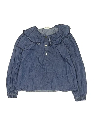 Pre-owned Crewcuts Kids' Long Sleeve Blouse In Blue