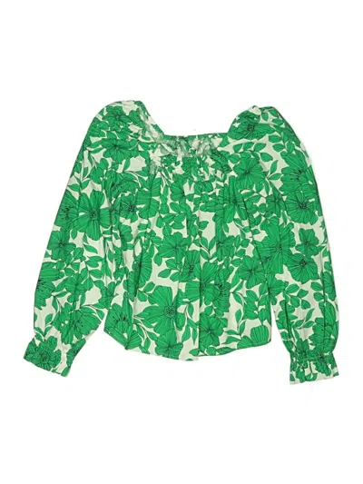 Pre-owned Crewcuts Kids' Long Sleeve Blouse In Green
