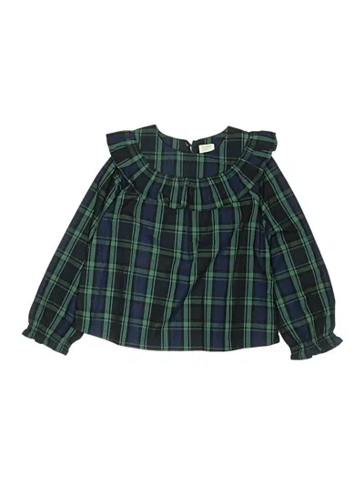 Pre-owned Crewcuts Kids' Long Sleeve Blouse In Green