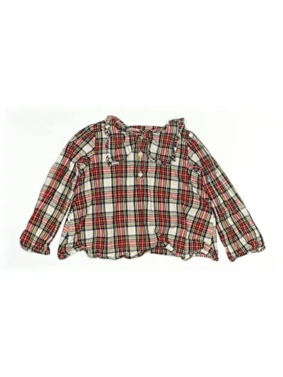Pre-owned Crewcuts Kids' Long Sleeve Blouse In Red