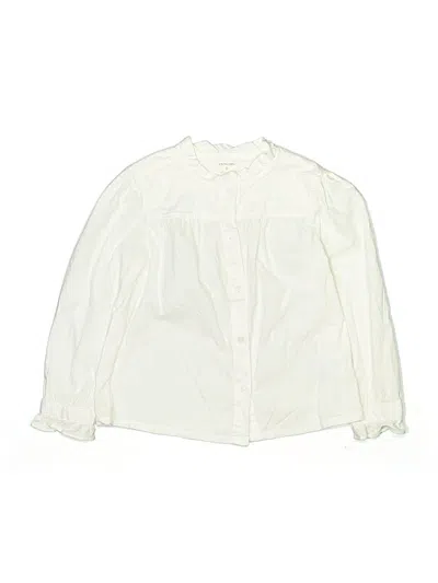 Pre-owned Crewcuts Kids' Long Sleeve Blouse In White