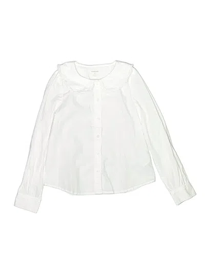 Pre-owned Crewcuts Kids' Long Sleeve Blouse In White