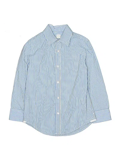 Pre-owned Crewcuts Kids' Long Sleeve Button Down Shirt In Blue
