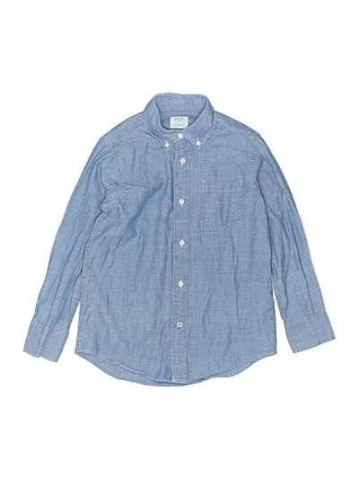 Pre-owned Crewcuts Kids' Long Sleeve Button Down Shirt In Blue