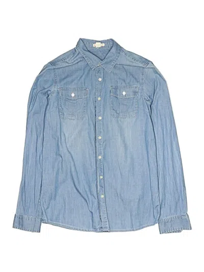 Pre-owned Crewcuts Kids' Long Sleeve Button Down Shirt In Blue