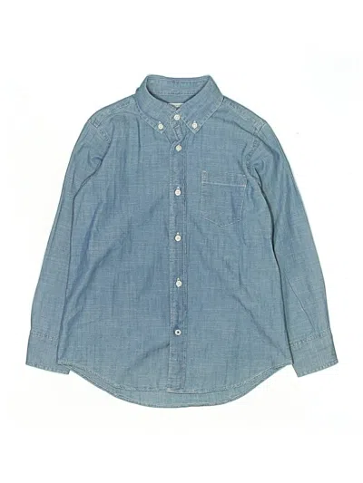 Pre-owned Crewcuts Kids' Long Sleeve Button Down Shirt In Blue