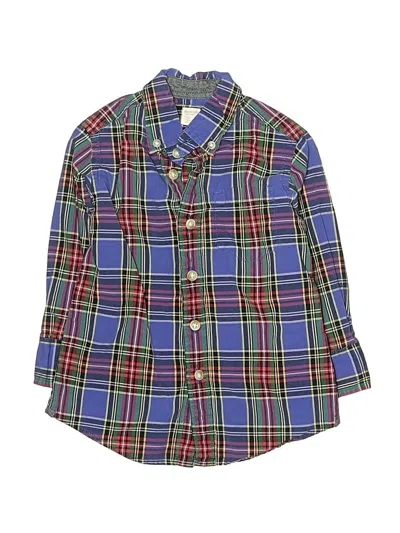 Pre-owned Crewcuts Kids' Long Sleeve Button Down Shirt In Blue