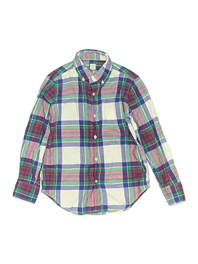 Pre-owned Crewcuts Kids' Long Sleeve Button Down Shirt In Blue