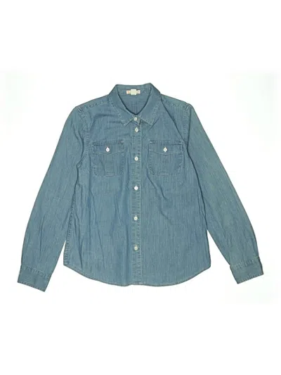 Pre-owned Crewcuts Kids' Long Sleeve Button Down Shirt In Blue
