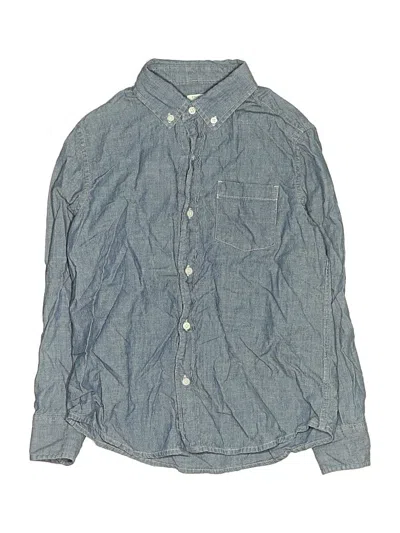 Pre-owned Crewcuts Kids' Long Sleeve Button Down Shirt In Blue
