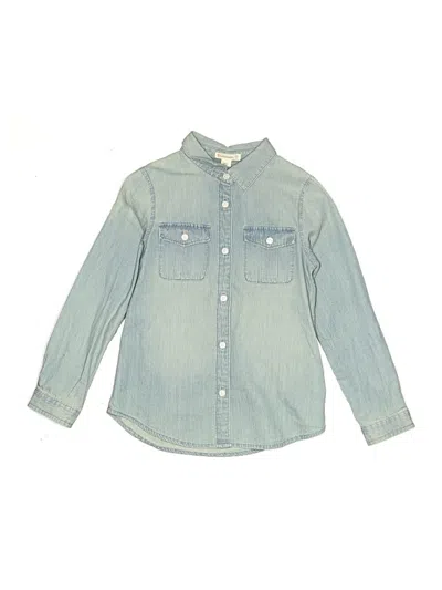 Pre-owned Crewcuts Kids' Long Sleeve Button Down Shirt In Blue