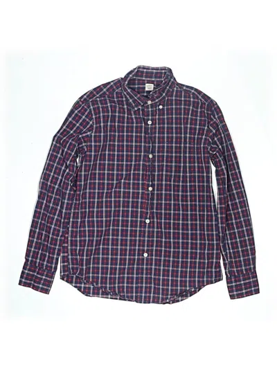 Pre-owned Crewcuts Kids' Long Sleeve Button Down Shirt In Blue