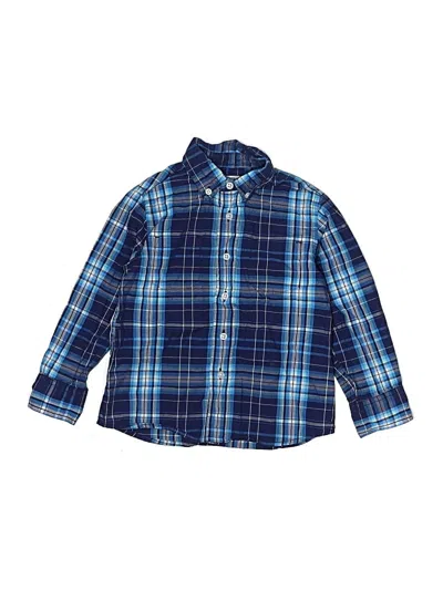 Pre-owned Crewcuts Kids' Long Sleeve Button Down Shirt In Blue