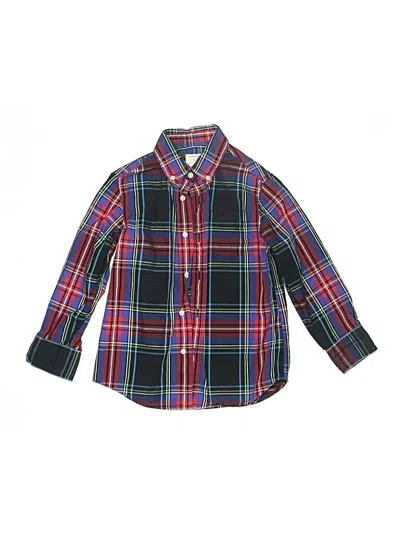 Pre-owned Crewcuts Kids' Long Sleeve Button Down Shirt In Blue