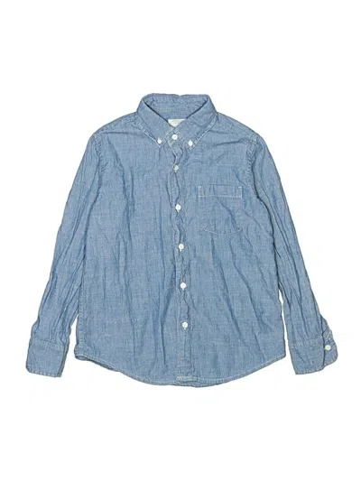 Pre-owned Crewcuts Kids' Long Sleeve Button Down Shirt In Blue