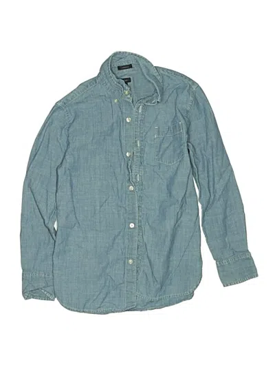 Pre-owned Crewcuts Kids' Long Sleeve Button Down Shirt In Blue