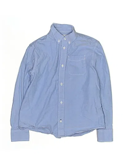 Pre-owned Crewcuts Kids' Long Sleeve Button Down Shirt In Blue