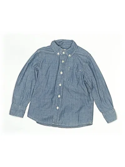 Pre-owned Crewcuts Kids' Long Sleeve Button Down Shirt In Blue