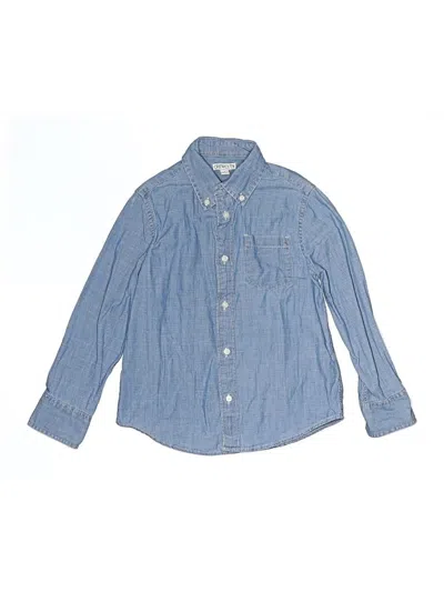 Pre-owned Crewcuts Kids' Long Sleeve Button Down Shirt In Blue