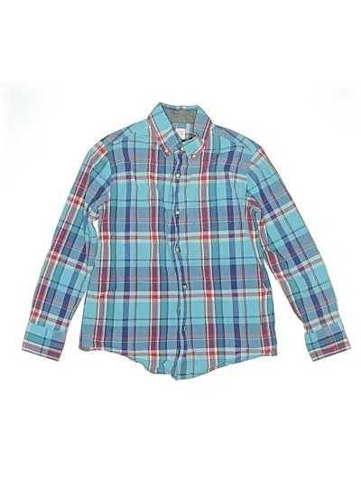 Pre-owned Crewcuts Kids' Long Sleeve Button Down Shirt In Blue