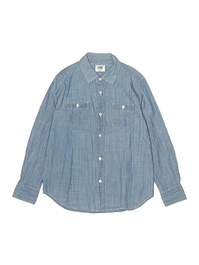 Pre-owned Crewcuts Kids' Long Sleeve Button Down Shirt In Blue