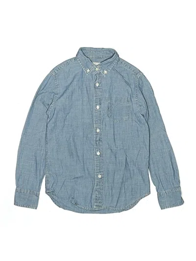 Pre-owned Crewcuts Kids' Long Sleeve Button Down Shirt In Blue