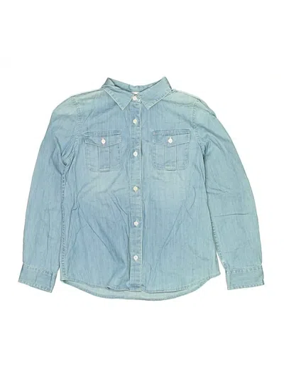 Pre-owned Crewcuts Kids' Long Sleeve Button Down Shirt In Blue