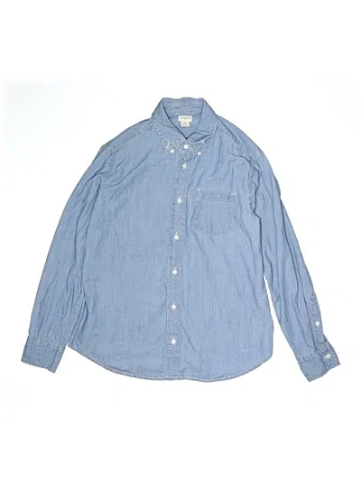 Pre-owned Crewcuts Kids' Long Sleeve Button Down Shirt In Blue