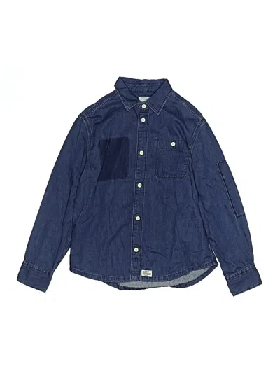 Pre-owned Crewcuts Kids' Long Sleeve Button Down Shirt In Blue