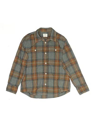 Pre-owned Crewcuts Kids' Long Sleeve Button Down Shirt In Brown