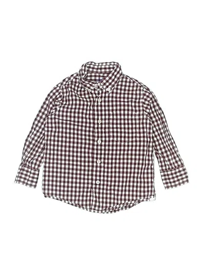 Pre-owned Crewcuts Kids' Long Sleeve Button Down Shirt In Burgundy