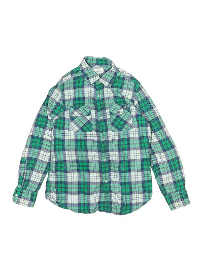 Pre-owned Crewcuts Kids' Long Sleeve Button Down Shirt In Green