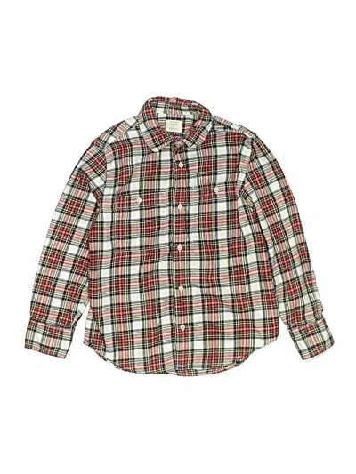 Pre-owned Crewcuts Kids' Long Sleeve Button Down Shirt In Green