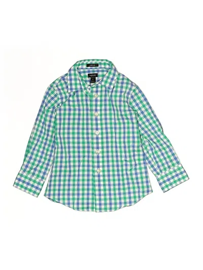 Pre-owned Crewcuts Kids' Long Sleeve Button Down Shirt In Green