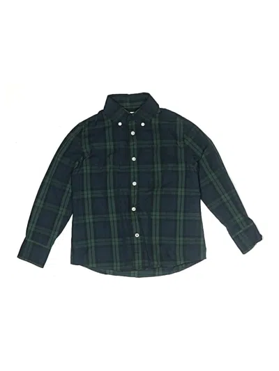 Pre-owned Crewcuts Kids' Long Sleeve Button Down Shirt In Green