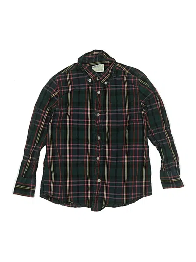 Pre-owned Crewcuts Kids' Long Sleeve Button Down Shirt In Green