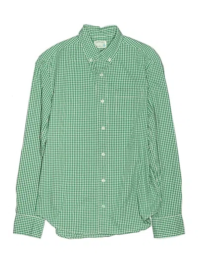 Pre-owned Crewcuts Kids' Long Sleeve Button Down Shirt In Green
