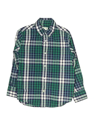 Pre-owned Crewcuts Kids' Long Sleeve Button Down Shirt In Green