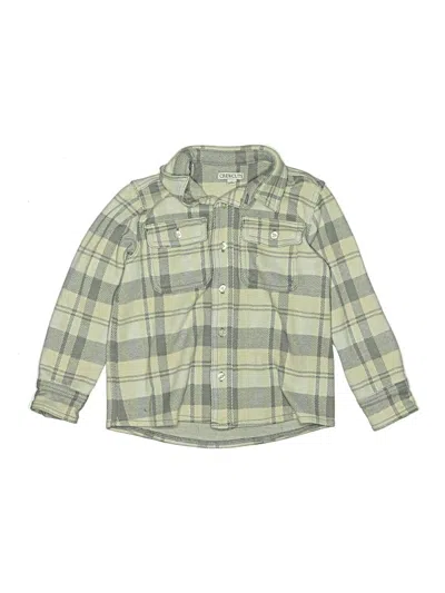 Pre-owned Crewcuts Kids' Long Sleeve Button Down Shirt In Green
